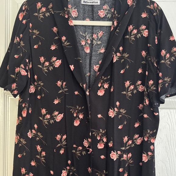 Reformation Dark Floral Dress with Pink Accents - Picture 4 of 8